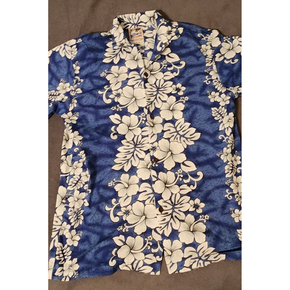HAWAIIAN TOGS Boys Hawaiian All OverPrint Shirt Size LG Hibiscus MADE IN HAWAII